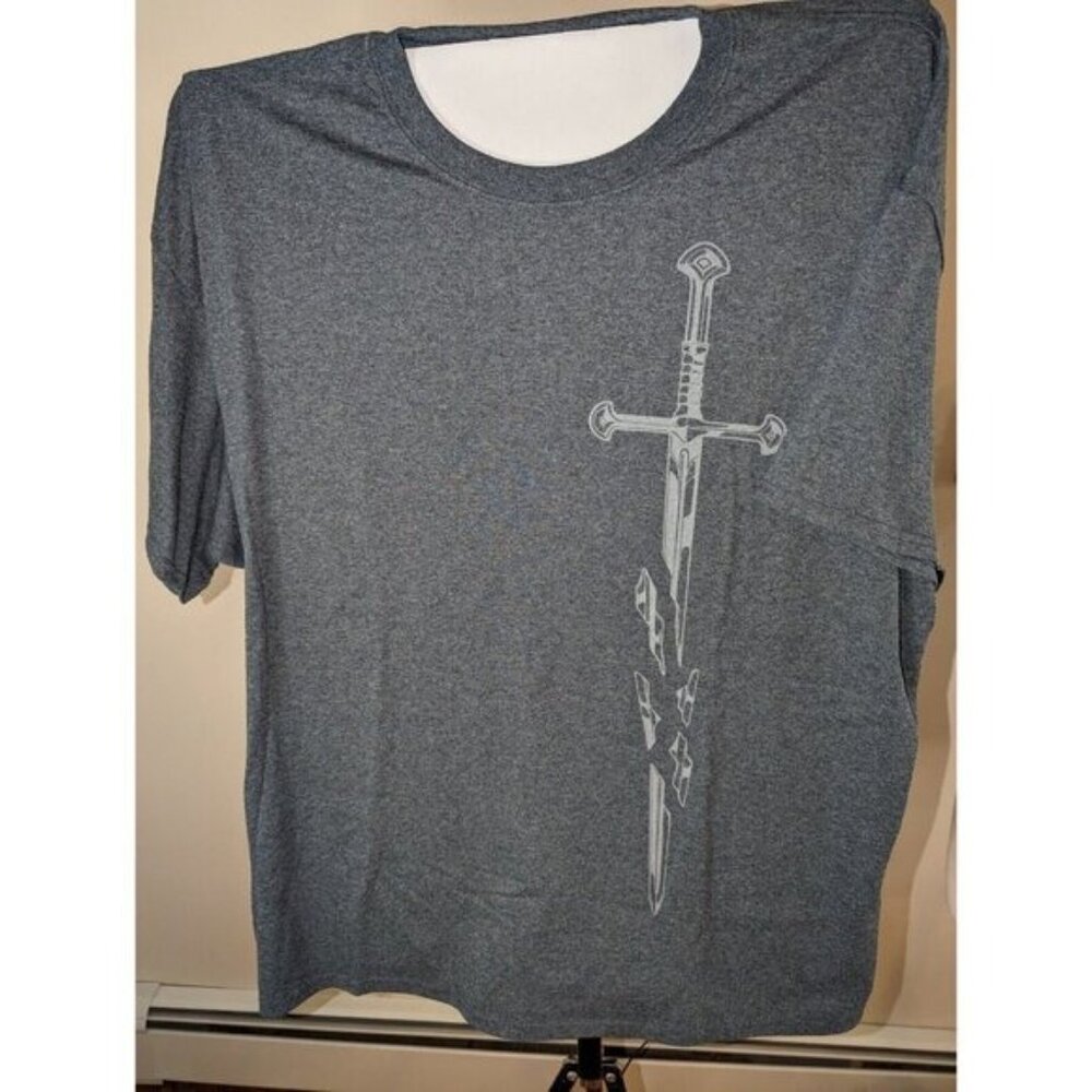 Lootwear Exclusive Mens Gray Lord of the Rings Sword Of Gondor Narsil Tshirt 3XL